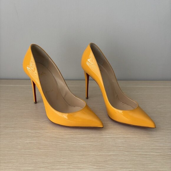 Christian Louboutin Shoes - Christian Louboutin Pigalle Follies 100 Yellow Patent Leather Pumps
